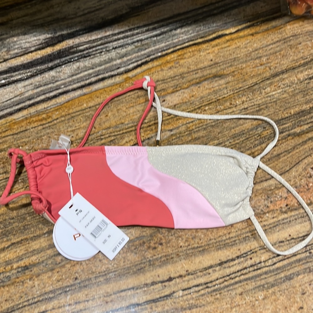 NWT Pilyq Luna Wave Bikini Top in Papaya Size Small